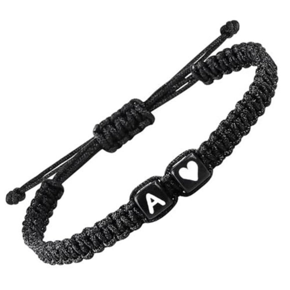 Initial bracelet adjustable braided couple friendship gift for him her men